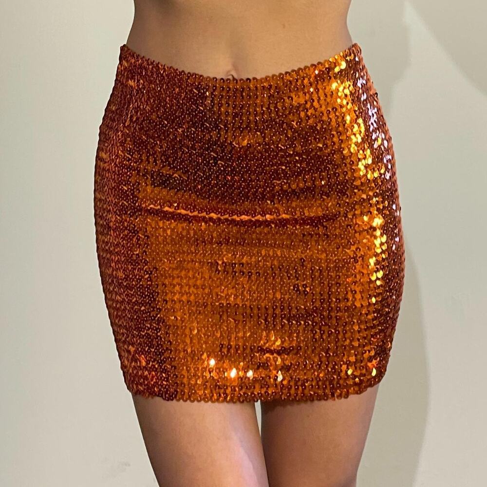 Orange Sequined Skirt